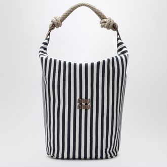 Miu Miu Blue/Cognac striped canvas bag