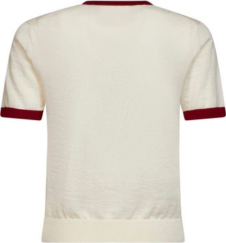 Guest In Residence Womens T-Shirt Airy Ringer Cashmere Cream-Carmine White T-Shirts & Jerseys
