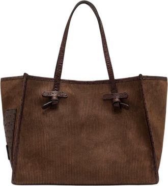 Gianni Chiarini Espresso Textured Ribbed Leather Tote Bag