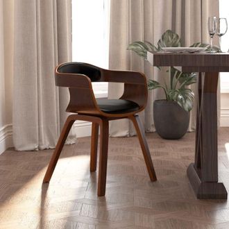 vidaXL Vidaxl - Silla De Comedor De Cuero Sint&eacute;tico Y Madera Curvada Negro