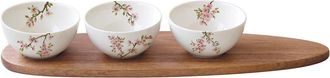 Easy Life Juego de aperitivo con 3 cuencos y base de acacia 40x10,5 SAKURA