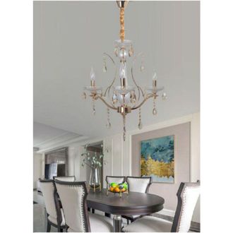 Trade Shop Trade Shop - Lampadario Soffitto A Sospensione Classico 3 Bracci E14 Effetto Cristallo A60-3