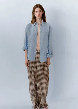 Mango Pantaloni dritti quadri vichy marrone - Donna - 38 - MANGO