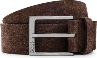 HUGO BOSS Mens Accessories Elloy Leather Belt in Brown - Size 34 inch