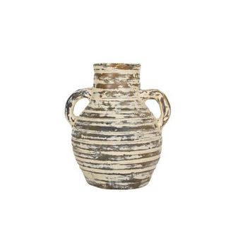 Foreside Home And Garden 7.5 x 6.5 x 8.75 Gideon Sculptural Cream Terracotta Ribbed Vase in Brown at Nordstrom
