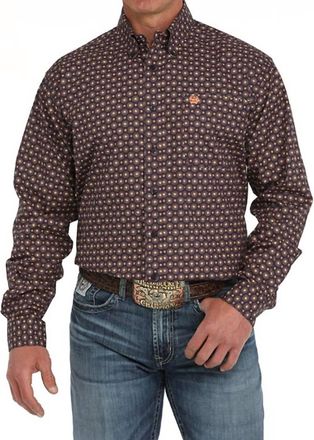 Cinch Mens Print Classic Button Down Shirt In Purple