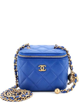 Chanel Pearl Crush Vanity Case with Chain Quilted Lambskin Mini clutch bag - Blue