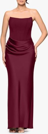 Betsy & Adam Strapless Mixed Media Gown in Plum at Nordstrom, Size 14