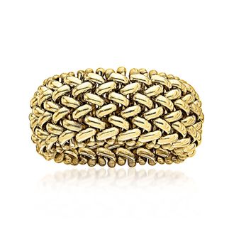 Ross-Simons Italian 14kt Yellow Gold Beaded Mesh Ring