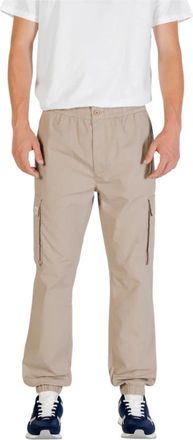 Calvin Klein Jeans Broeken, Heren, Beige, S, Katoen, Moderne elastische taille cargobroek