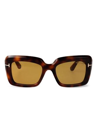 Tom Ford Eyewear Leila square-frame sunglasses - women - Bio Acetate - 52 - Brown