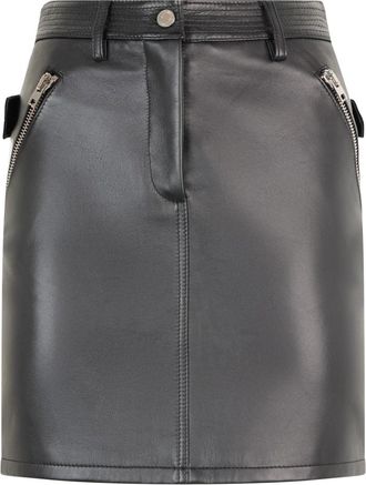 Moschino Korte Leren Rok - Dames - Leren & Su&egrave;de rokken - Zwart - S - Leer - Rokken