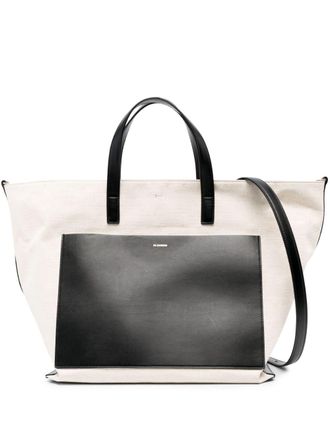 Jil Sander medium tote bag - women - Fabric/Calf Leather - OS - Neutrals