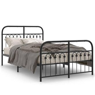 Berkfield Home Metal Bed Frame without Mattress with Footboard Black 120x190cm | Size: 120x190 cm