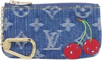 Louis Vuitton Pre-owned Portemonnee / Muntencase - Dames - Vintage Tassen - Blauw - ONE Size - Denim - Vintage