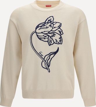 Kenzo Maglione in lana e cotone con motivo Kenzo Tulip Man M