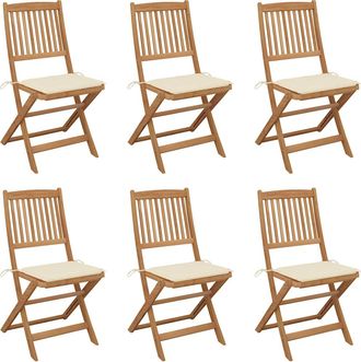 vidaXL Vidaxl - Sillas De Jard&iacute;n Plegables 6 Uds Y Cojines Madera Maciza Acacia