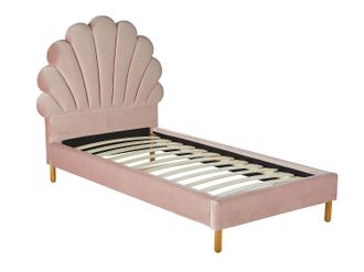 Vente-Unique Vente-unique - Letto Conchiglia 90 X 190 Cm - Velluto - Rosa - Monica