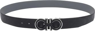 Ferragamo Black Adjustable And Reversible Gancini Belt