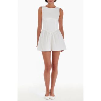 Amanda Uprichard Bellini Satin Bodice Romper in White at Nordstrom Rack, Size X-Large