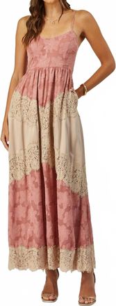 Isla Maude Charlotte Lace And Burnout Maxi Dress In Pink