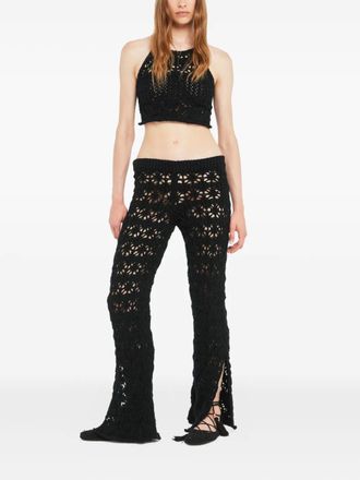 Alanui Lagoon Romance crochet trousers - Black