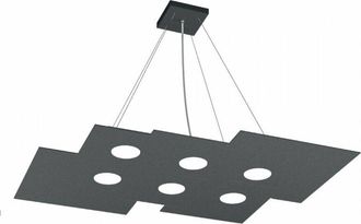 Top-Light Lampadario moderno top light plate 1129 s6 r+2 gx53 led metallo biemissione sospensione, finitura metallo antracite