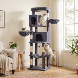 FEANDREA &Aacute;rbol para gatos multinivel de 190 cm de color gris
