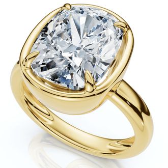 Pompeii3 Certified 4Ct Cushion Diamond Bezel Prong Solitaire Engagement Ring Lab Grown