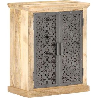 vidaXL Vidaxl - Aparador Con Puertas De Acero Madera Mango Macizo 60x35x75 Cm