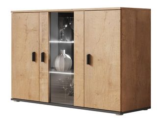 Mirjan24 Aparador Tornola 106, Roble De Lefkada + Negro, 80x120cm, N&uacute;mero De Puertas: 341cm, Vidrio, Aglomerado Laminado, Led