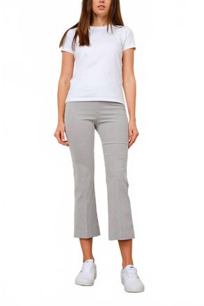 Avenue Montaigne Leo Flare Cut Pants In Stripes Seersucker Grey