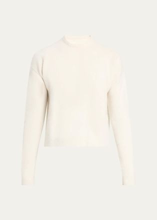 Rick Owens Mens Wool-Blend Cropped Crewneck Sweater