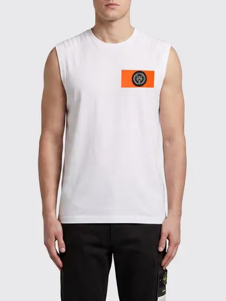 Plein Sport Canotta slim fit in cotone con profili e logo a contrasto