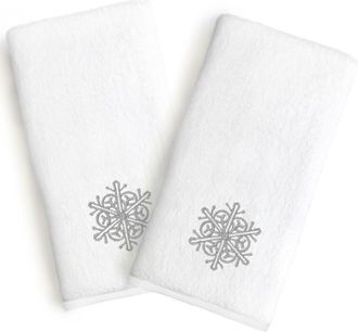 Linum Home Textiles Linum Home Textiles Grey Snow Flake Turkish Cotton Hand Towels