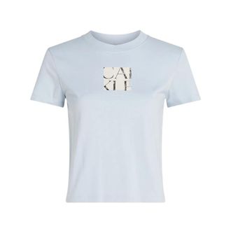 Calvin Klein Jeans T-Shirts, female, Blue, Size: 2XS Logo Floral Graphic Classic T-Shirt