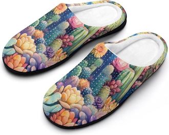 Generic Cactus Womens Slippers Warm House Slippers Indoor House Shoes with Anti-Skid Rubber Sole