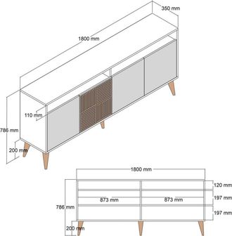 Calicosy Aparador 4 puertas effeto legno L180 cm - Efecto
