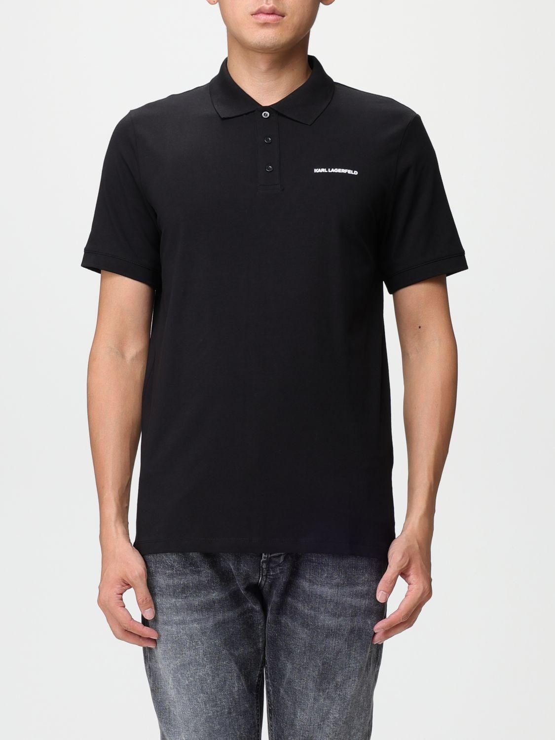 Karl Lagerfeld Polo in cotone con ricamo logo Nero da 89,00