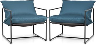 Costway Costway - 2 Sill&oacute;n Moderno Con Cabestrillo, Silla Interiores Y Exteriores Con Cojines De Asiento Y Respaldo, Tela De Asiento Resistente A La Intemperi