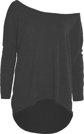 The Celebrity Fashion Womens Knitted Lagenlook Oversized Jumper Baggy Off The Shoulder High Low Dipped Hem Top