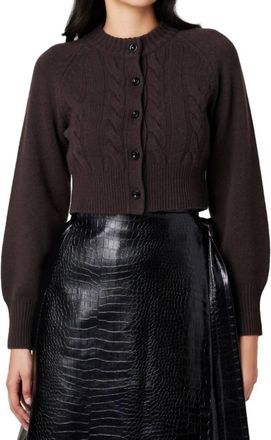 Toccin Rita Cable Knit Cashmere Cardigan In Espresso