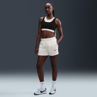 Nike Womens Nike Sportswear Phoenix Fleece Mid-Rise 4 Shorts in White | IH2108-133