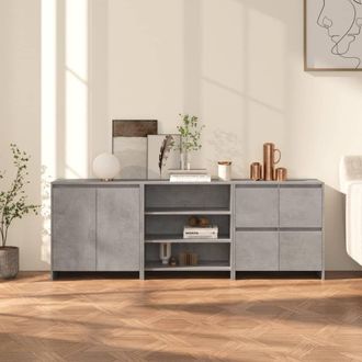 Berkfield Home 3 Piece Sideboard Concrete Grey Engineered Wood