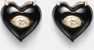 Sydney Evan 14kt gold (585/1000) earrings with diamonds and onyx