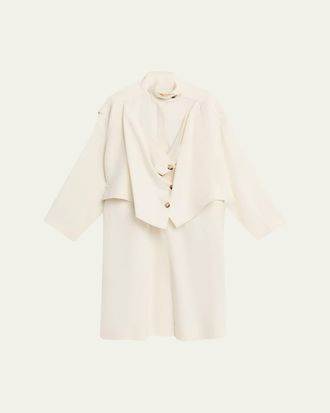 Michael Kors Linen Draped Oversized Wind Coat