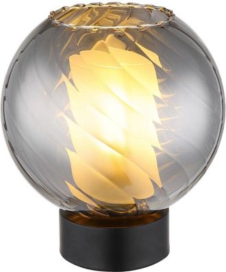 Globo Lighting Lámpara de mesa con bola de cristal ahumado en negro mate, 1 bombilla E27