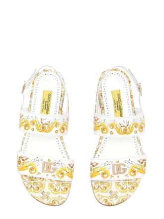 Dolce & Gabbana Printed Calf Leather Sandals - Yellow
