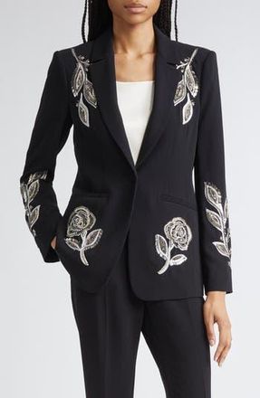 Cinq &agrave; Sept Karlie Metallic Paisley Detail Blazer in Black at Nordstrom Rack, Size 2
