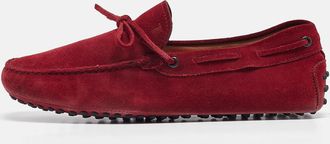 Tod's Tods Dark Red Suede Bow Loafers